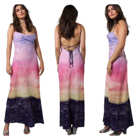 Le Superbe Dresses & Skirts - Le Superbe NWT Slip Into This Slip Dress Malibu Provence Sky Size S Lace Up Midi